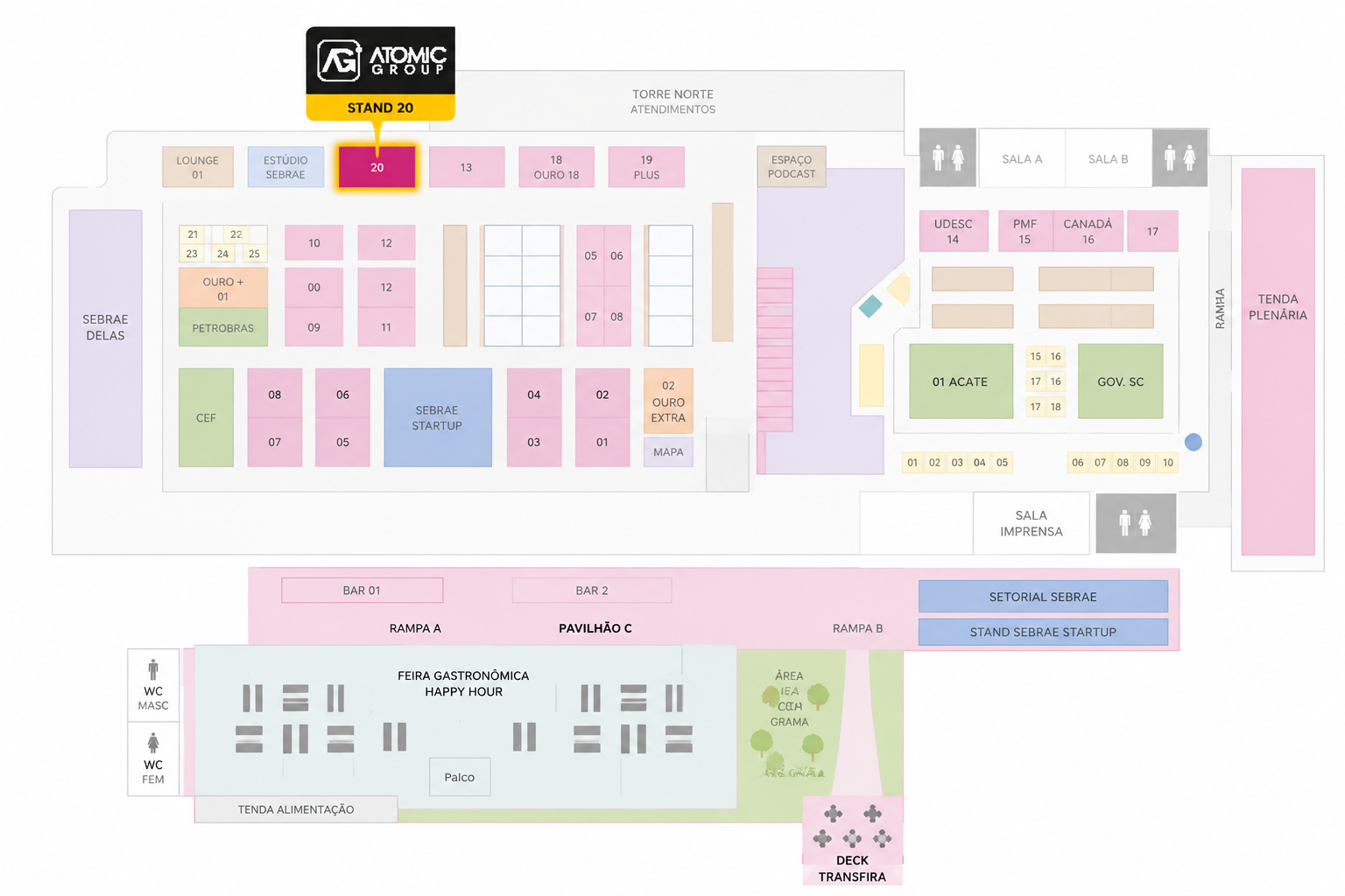 Planta do evento com a localização do stand